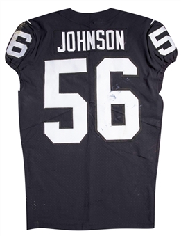 2018 Derrick Johnson Game Used Oakland Raiders Home Jersey Photo Matched To 10/14/2018 (NFL-PSA/DNA)